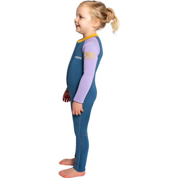 2026 C-Skins Nuwave C-Kid Front Zip Wetsuit C-NBA32ST - Steel Blue / Lilac